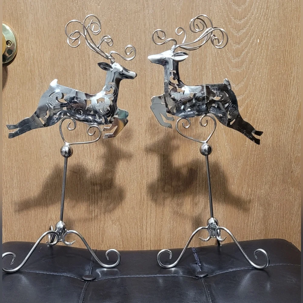 Metal silver reindeer candle holders set 2 pcs. - Picture 14 of 17